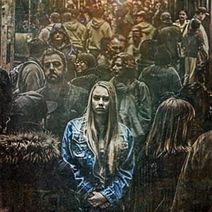 A lonely person in a crowd. Artwork for the song Missing People by Daniel Weinstein.